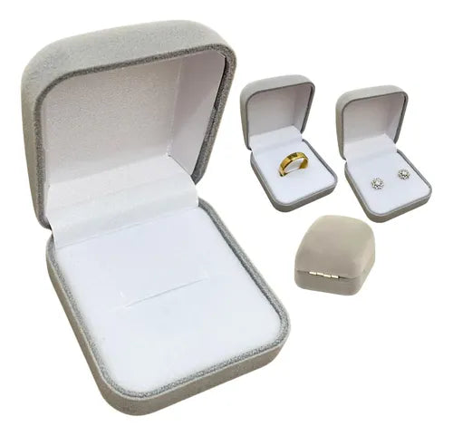 Small Gray Velvet Box for Ring and Earrings