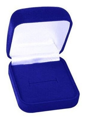 Traditional blue velvet ring box